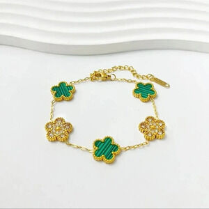 Green Alhambra 18K Gold Stainless Steel Waterproof Bracelet